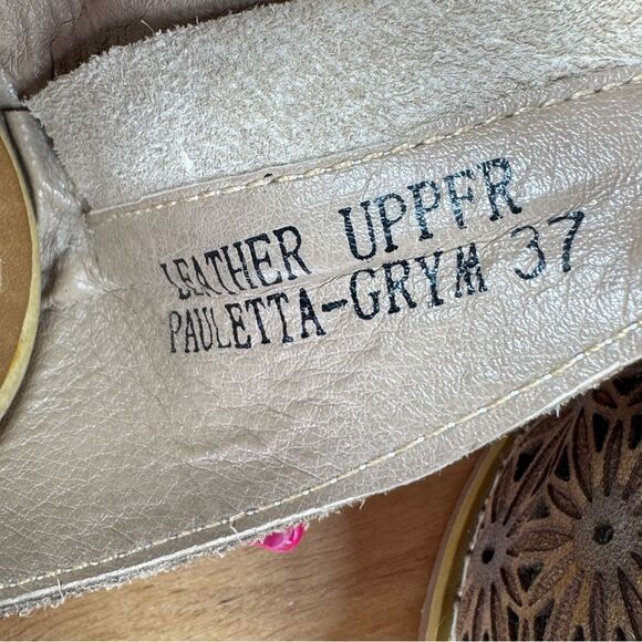 L’Artiste Spring Step Pauletta Laser Tooled Leather Boho Shoes Taupe Grey 37 - Picture 10 of 13